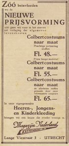 717415 Advertentie van Magazijn Nederland, Kattenburg & Co., Kledingwinkel, Lange Viestraat 3 te Utrecht.